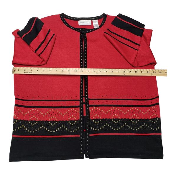 Vintage Alfred Dunner Red Metallic Two-in-One Sweater Top L USA Geometric Print - Picture 9 of 12